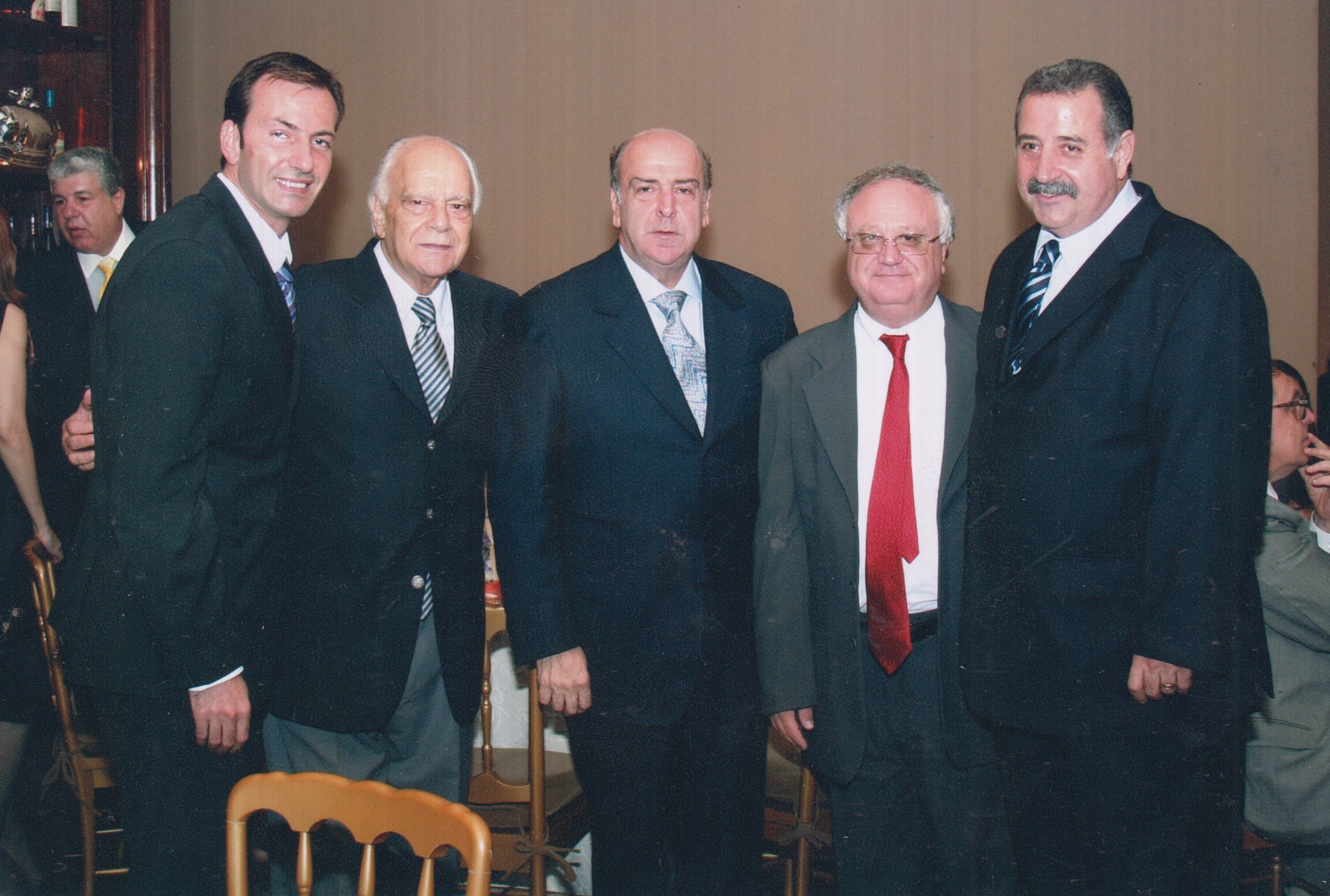 Aniversário da Sagasp no Buffet Franz, Av. Angélica. Da esquerda para direita: Luiz Galluzzi, Ítalo Tucci, Beto Nese, José Dias Almeida, Salvador Gonzales.