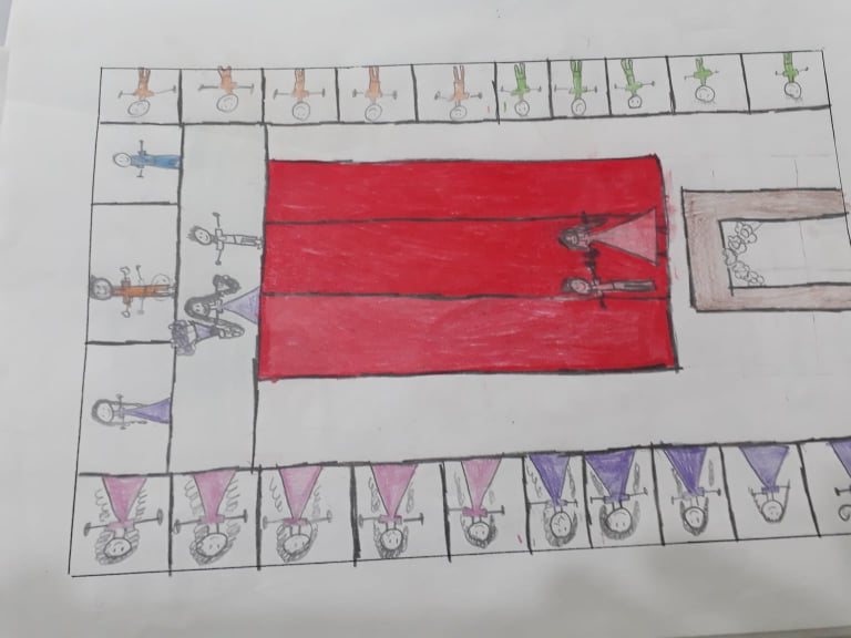 desenho de memória do dia do casamento de Pedro