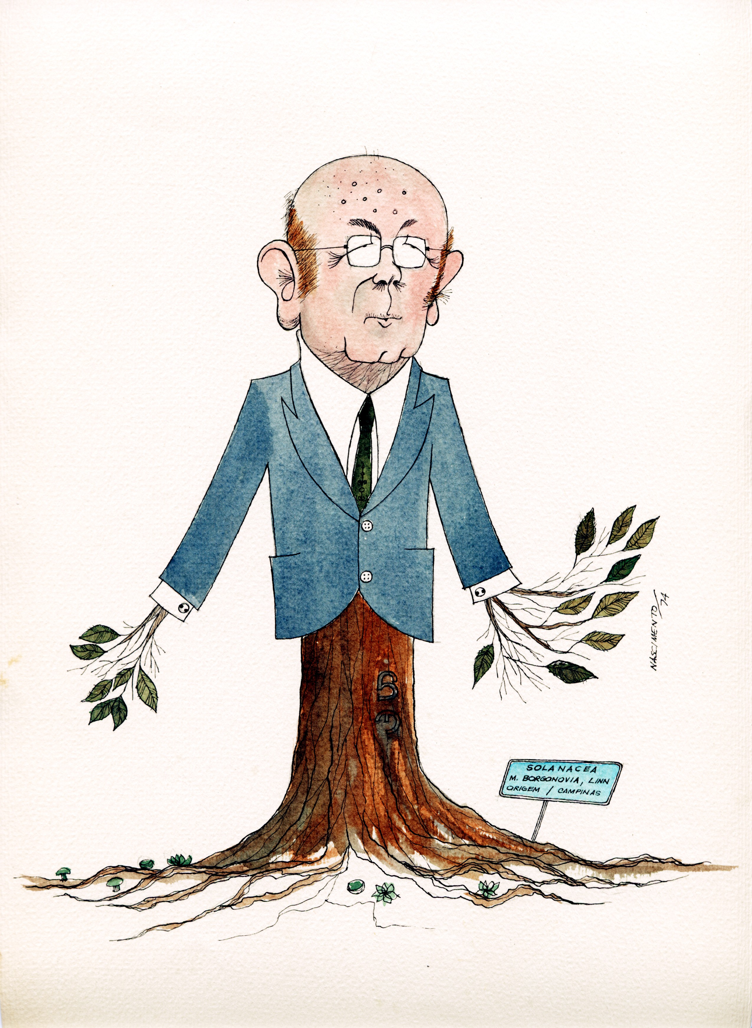 Caricatura de Mário Borgonovi, engenheiro agrônomo.