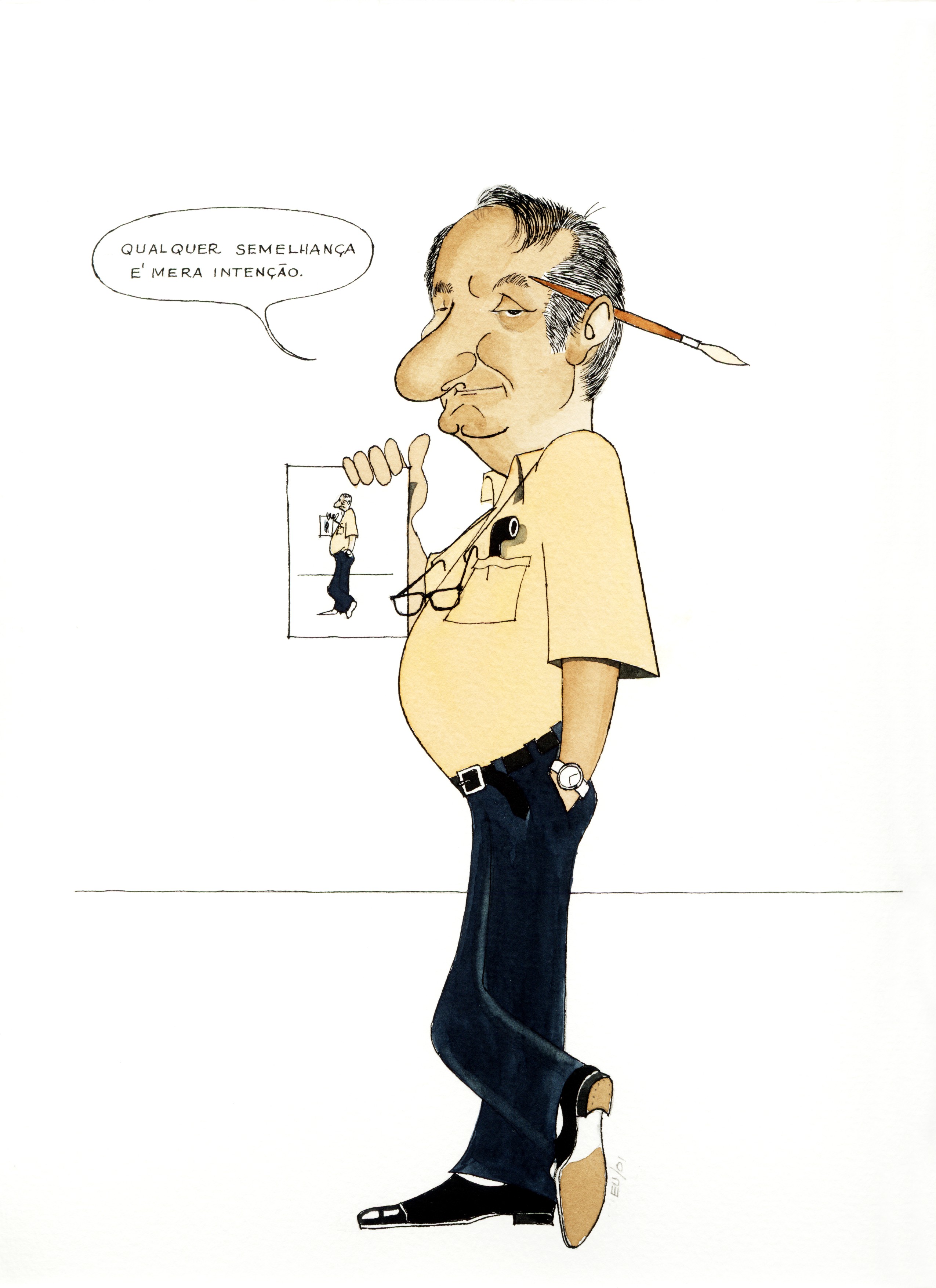 Autocaricatura de José do Nascimento Ribeiro.