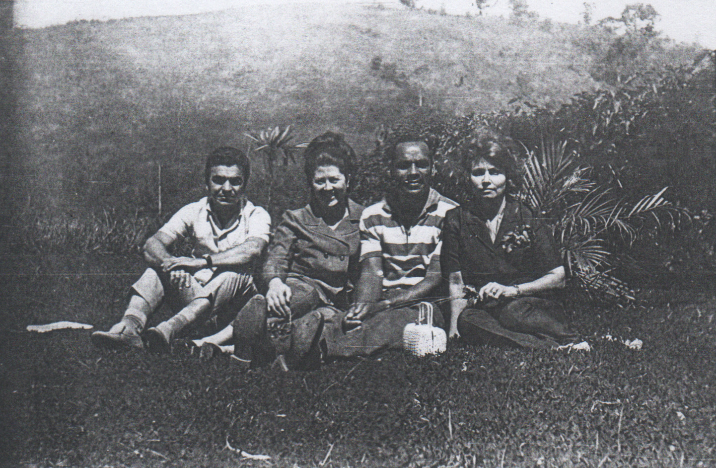 Excursão à antiga represa da Light promovida pela Associação dos Funcionários do BNDES. Esq.-dir.: Édson Cesário, Francisca Esteves de Almeida, Cândido Rodrigues e Lidia Lanes de Oliveira.