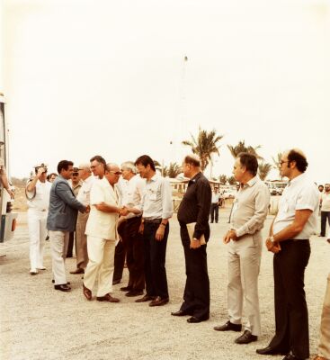 Evento de inauguração de Carajás. Na foto: Euclides Triches, Luiz, Presidente João Baptista Figueiredo, Deoclécio Rodrigues, José Clóvis Ditzel, José Pitella Jr., Francisco José Schettino e Samir Zraick.