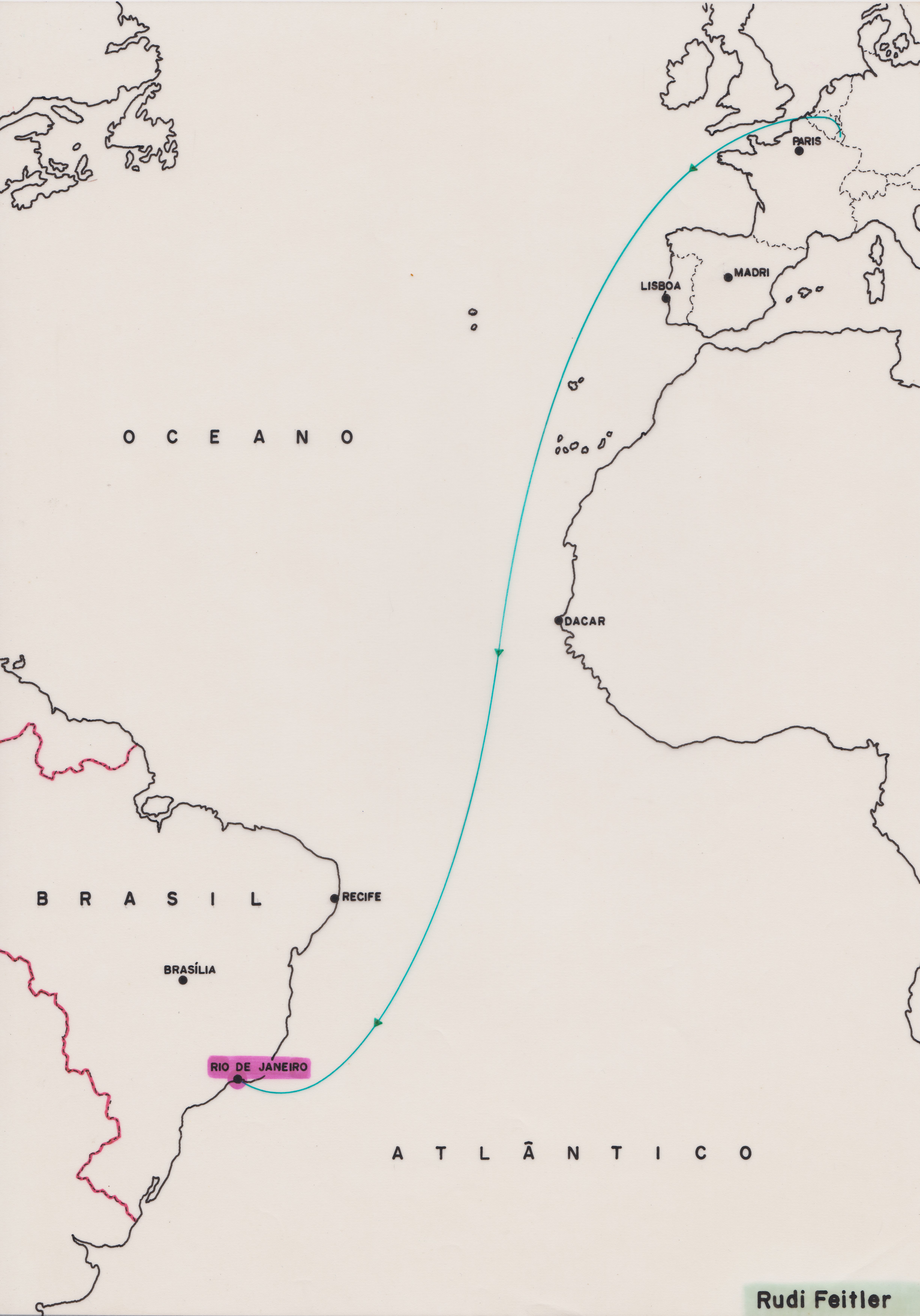 Mapa da trajetória de Rudi Feitler
