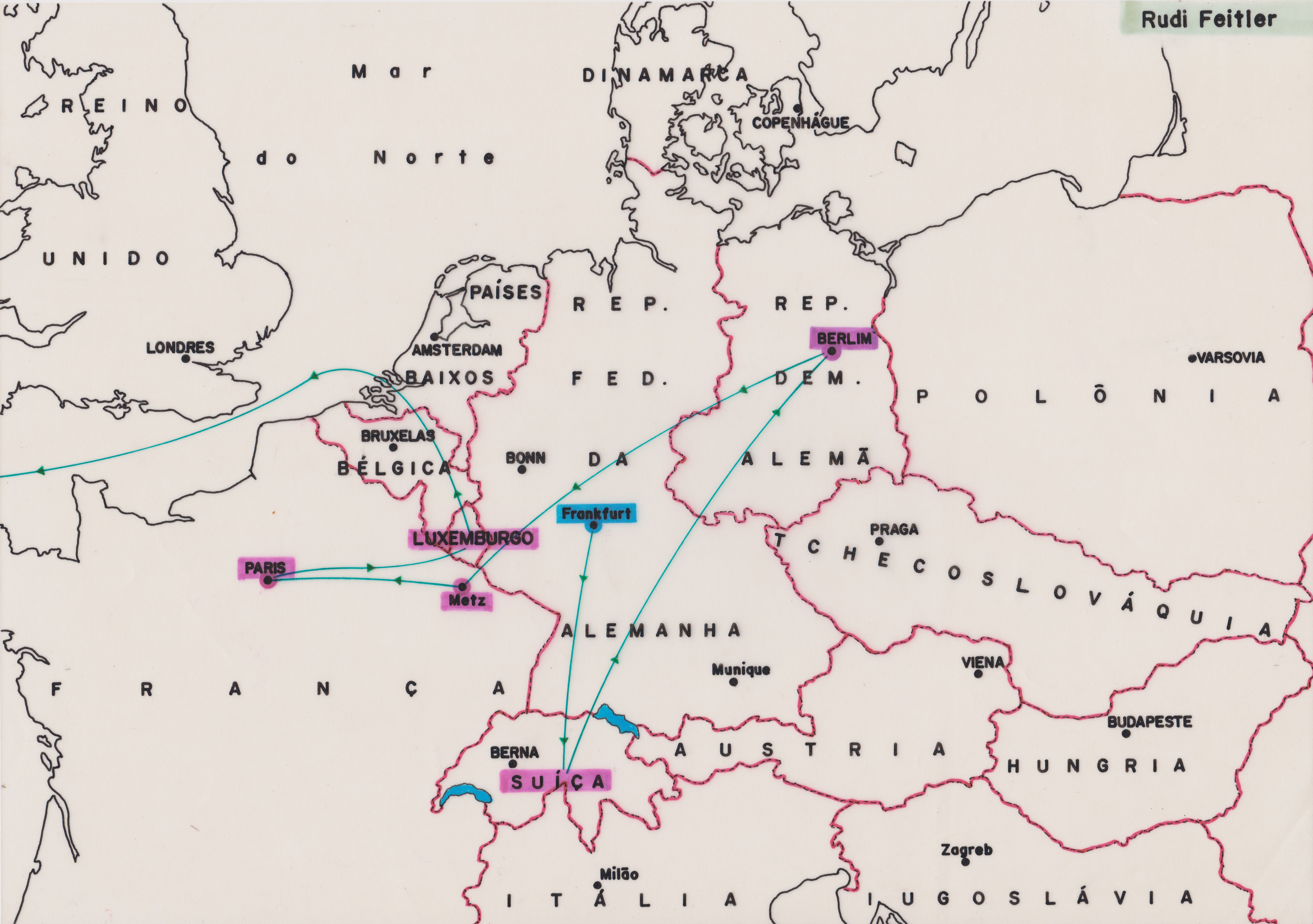 Mapa da trajetória de Rudi Feitler