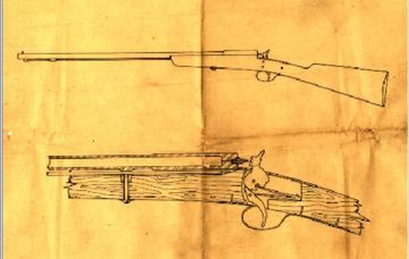 Desenho de uma espoleteira, documento necessário para alguém receber autorização para fabricar uma arma. Este documento foi encontrado na oficina de Sérgio Peli.