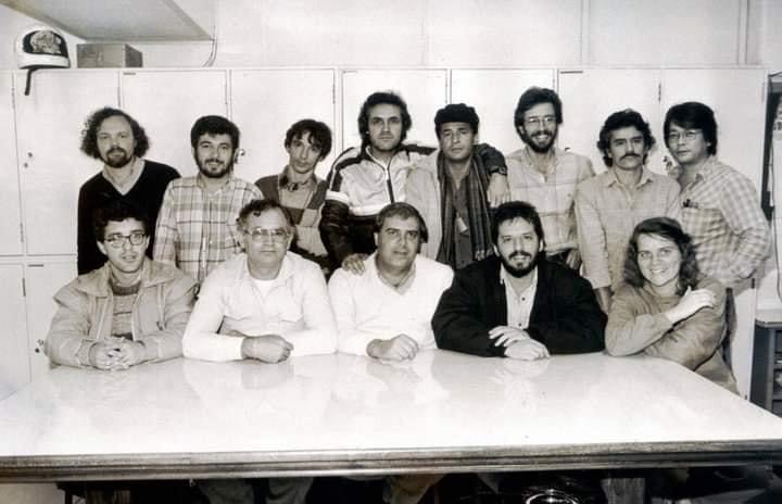 Equipe de fotógrafos da folha em que Márcia era a unica mulher, no departamento de fotografia.