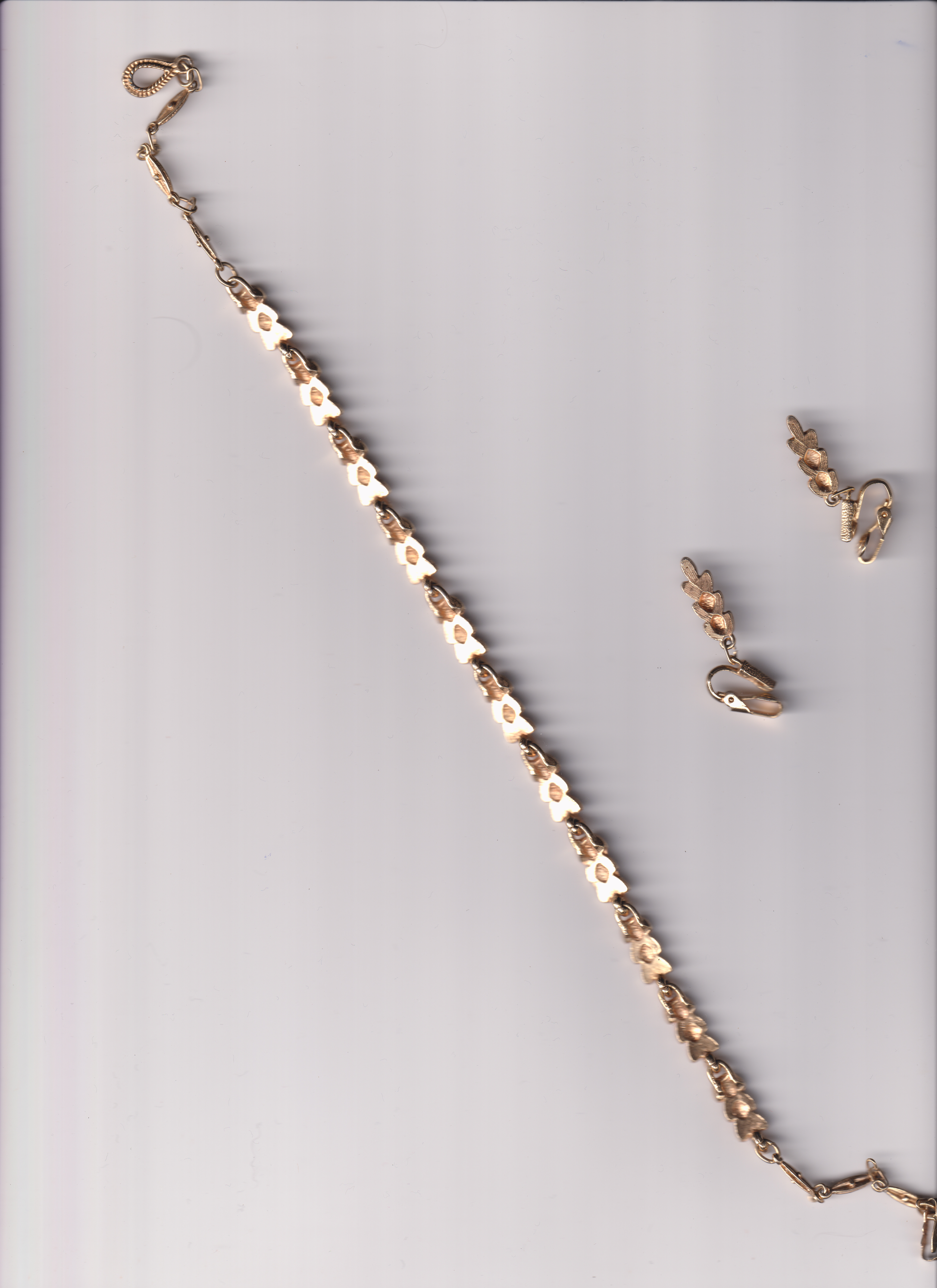 Conjunto de Colar e brincos dourados, folheado a ouro, da marca Pierre Cardin, herdado por Jeanne após o falecimento de sua tia Marilene de Barros Cunha, em 30 de abril de 2019.