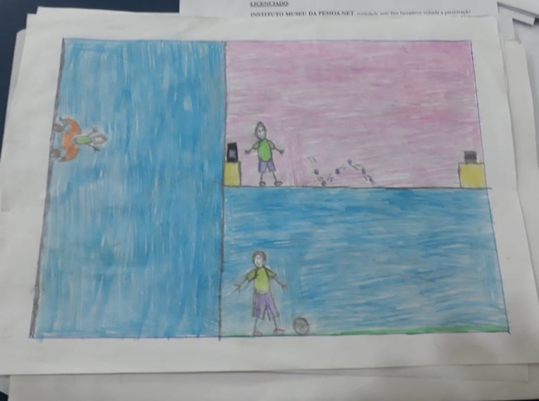 Desenho de imaginação das brincadeiras de infância