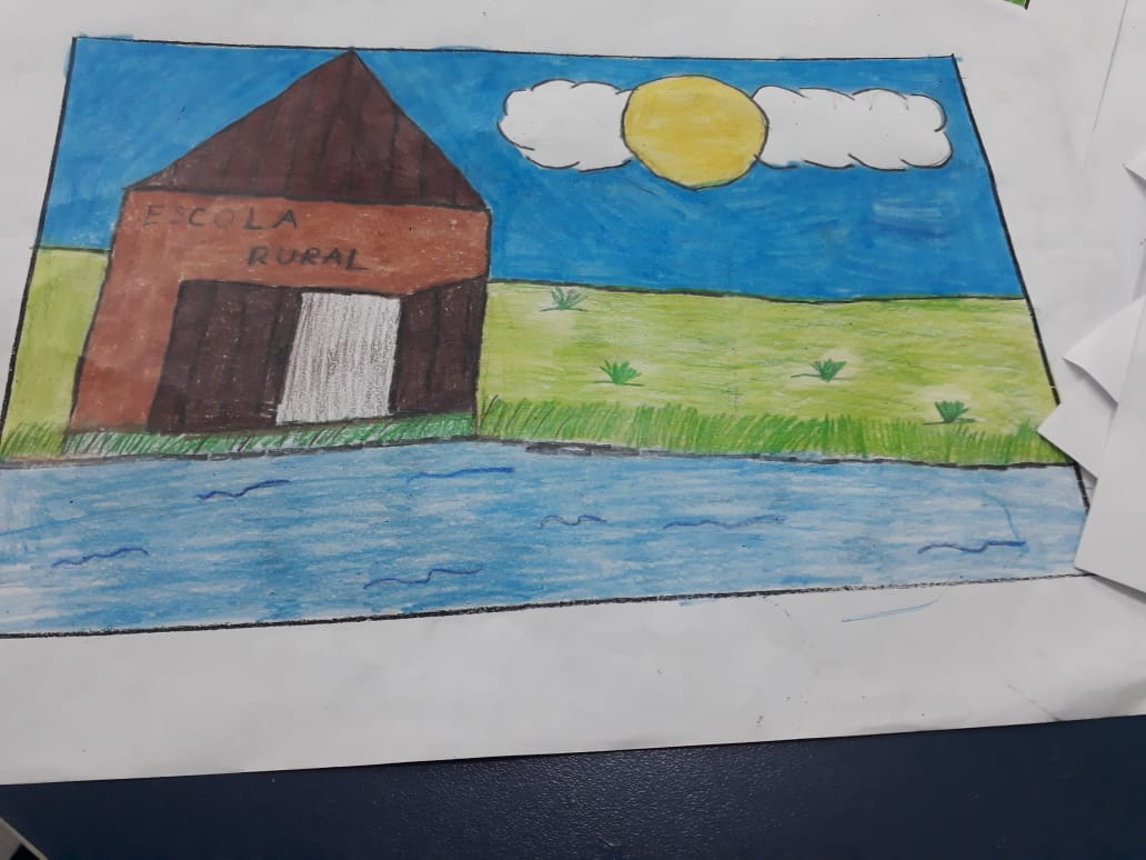 Representação da escola onde lecionava as margens do Rio Tietê