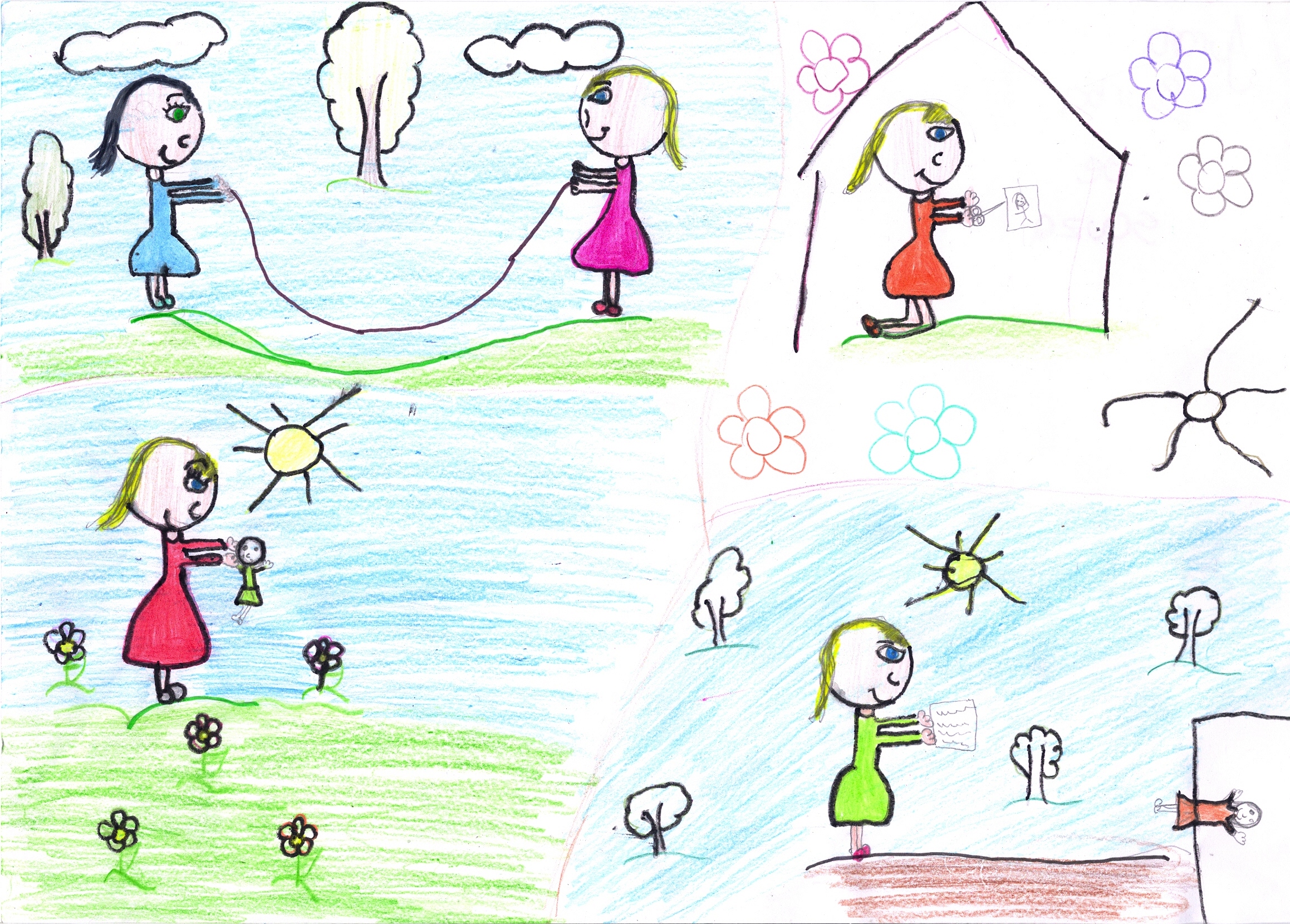 historia: Brincadeiras que alegravam o dia: pular corda, bonecas, recortava bonecas de papel e faz de conta de professora.<br>