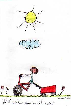 historia: Dona Úrsula adorava andar de bicicleta,pois era seu brinquedo predileto.