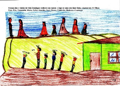 historia: Nessas idas e vindas da vida Domingos conhece sua esposa e logo se casa sem fazer festa e juntos tem 11 filhos: Rute, Rita, Esmeralda, Maria, Zelita, Amadeu, José, Dirceu, Cristovão, Modesto, Lourenço.<br>