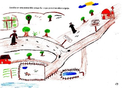 historia: Acredita ser uma pessoa feliz porque faz o que gosta de ir ao sítio e a igreja.<br>