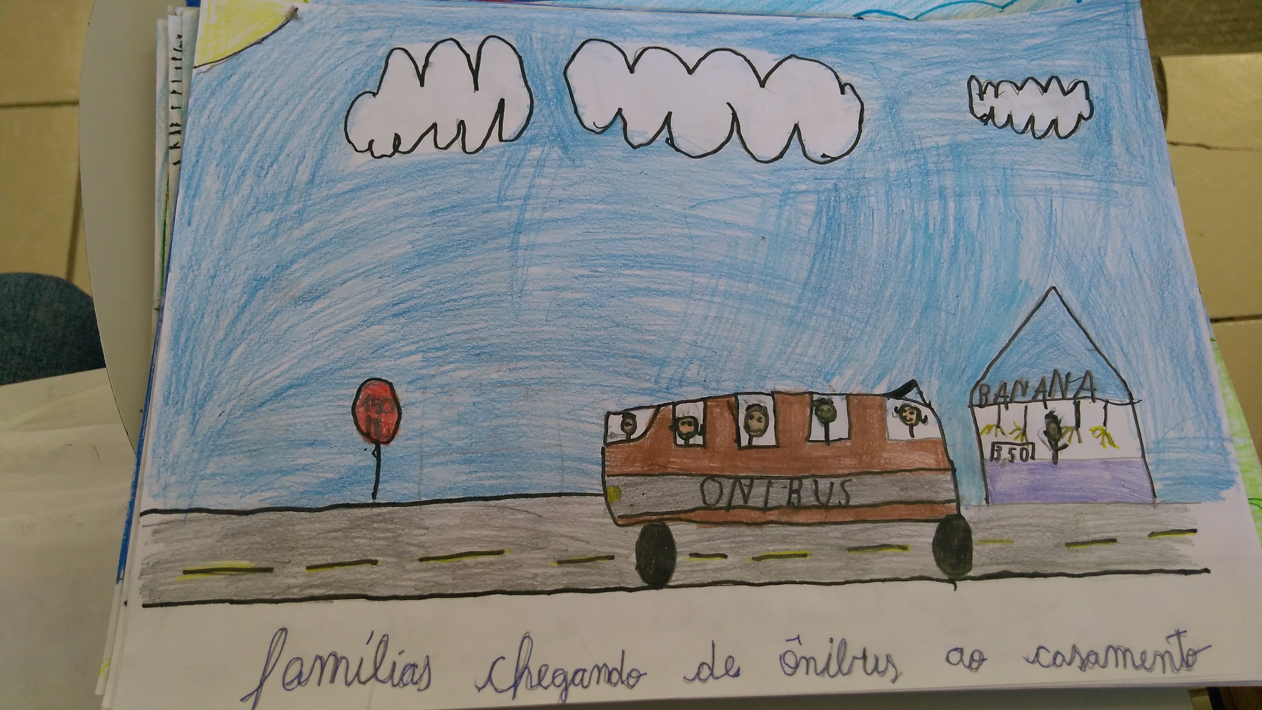 Familia do Sr. Vanderlei chegando de onibus para o casamento