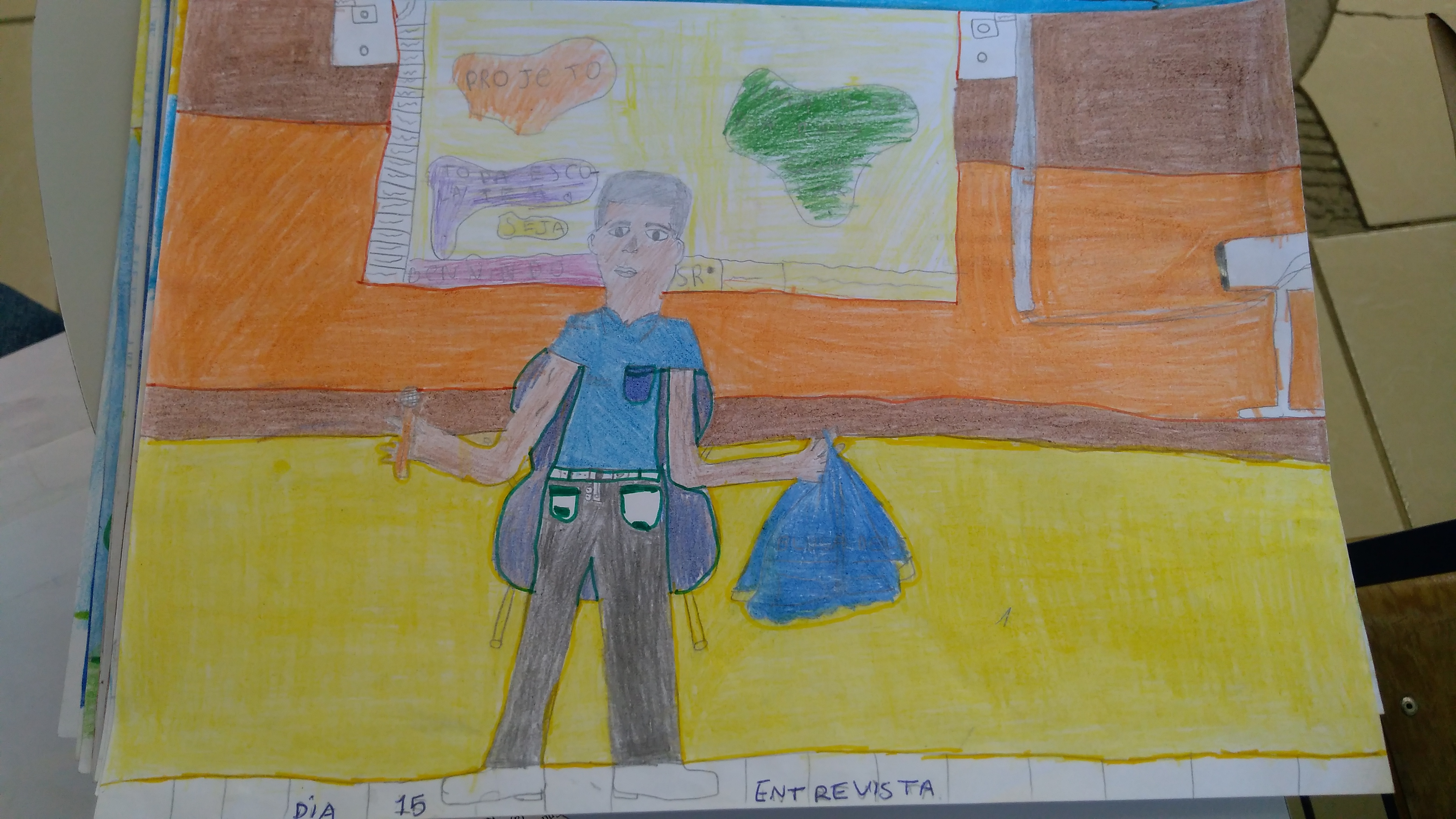 Desenho do dia da entrevista do Sr. Vanderlei