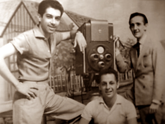 Sérgio Reis (E), Nelson Vaccari e Valmor Bergesch, diretores da TV Piratini em 1959