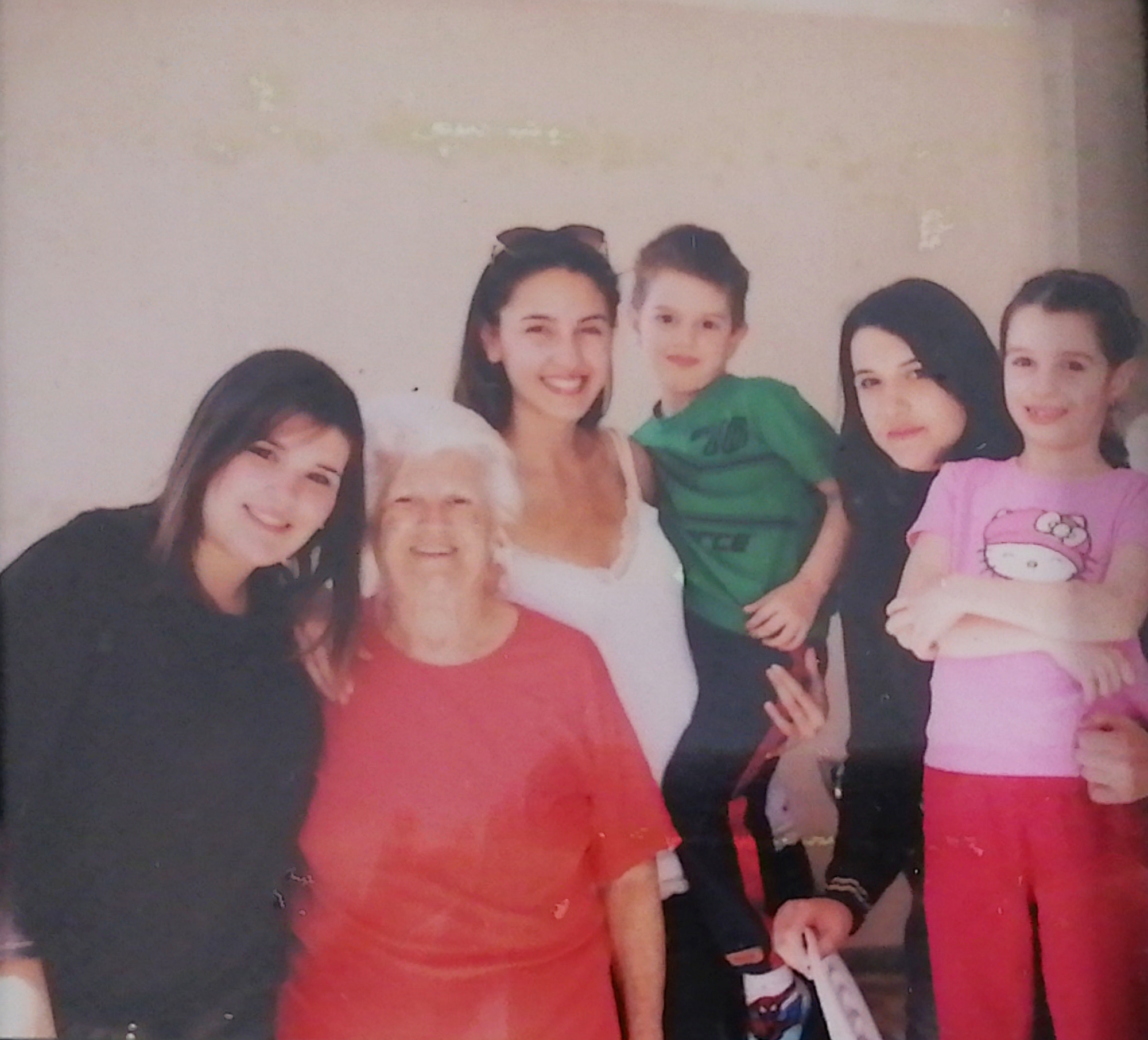 Vovó Ligia, como é chamada, junto de seus netos. (Esq. para dir.) Leticia; Dona Ligia;  Liginha; Enzo; Isabela e Isadora. Esta foto foi tirada no aniversário de Dona Ligia, em sua casa.