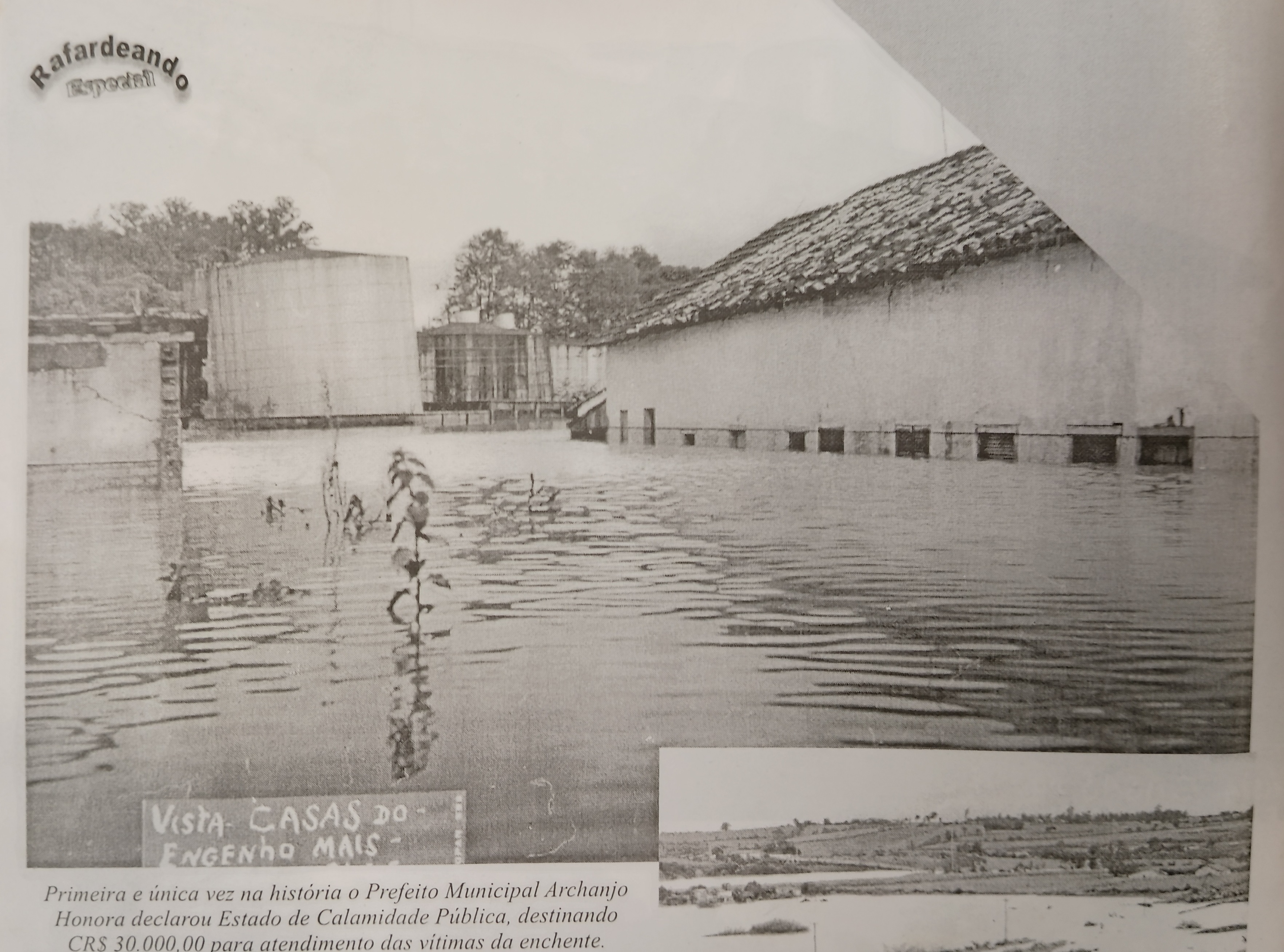 Foto tirada no lugar onde era a casa da família de Marilda e que tragicamente foi atingida pela enchente, no bairro Bate-Pau, em Rafard. Foto da Revista Rafardeando. Na foto está escrito: “Primeira e única vez na história o Prefeito Municipal Archanjo Honora declarou Estado de Calamidade Pública, destinando CR$30.000,00 para atendimentos das vítimas da enchente”.