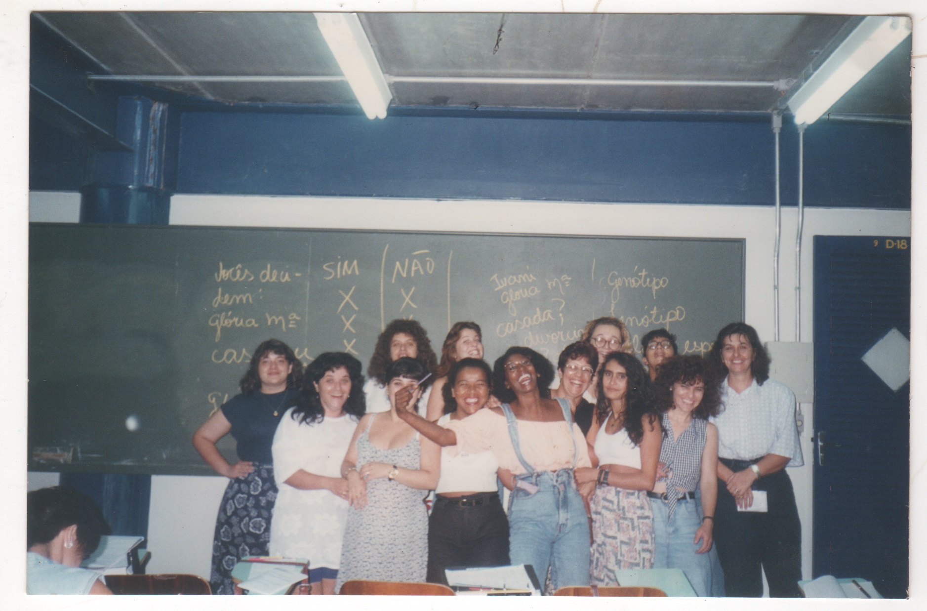 Eu e minha turma da faculdade de psicologia. Me destacava por ser muito espontânea e me parecer muito com a jornalista Glória Maria. Foi um momento muito importante na minha vida, quando passei na faculdade aos 40 anos. O primeiro ano foi uma emoção de conseguir!