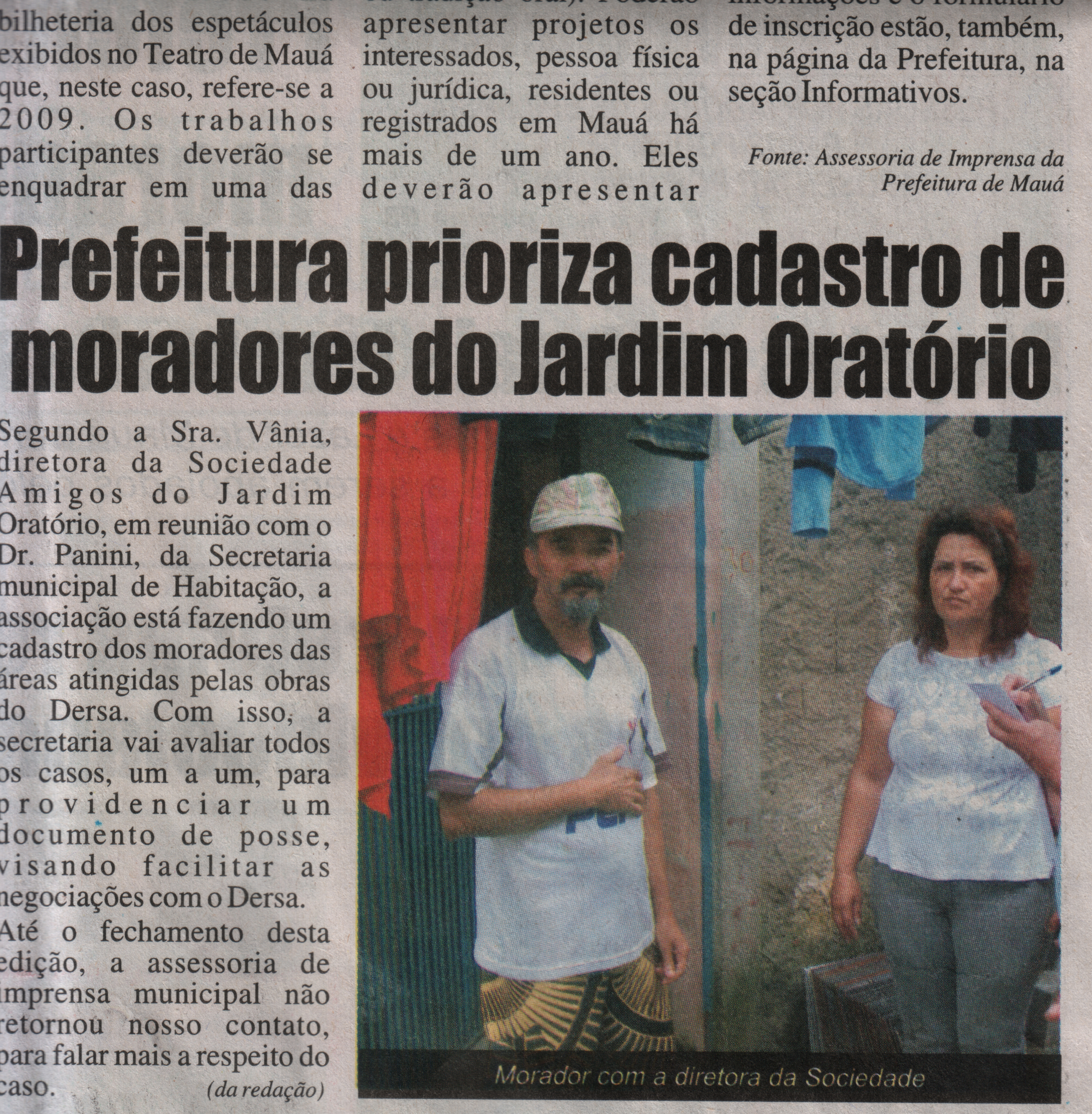 Foto do Jornal Mauá Notícias de 05 a 11/02/2010. Manchete: 