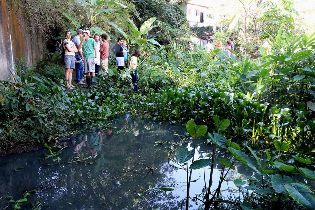 Lago urbano no Iquirrim formado por uma nascente do Córrego Iquiririm, construído em parceria com o coletivo Rios e Ruas e a comunidade local.