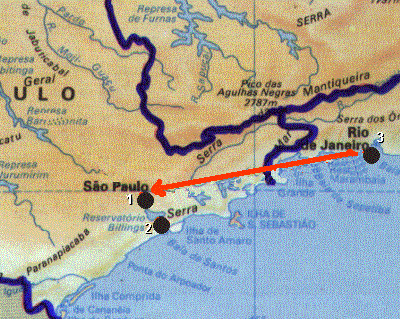 1) Tietê - SP
2) São Paulo - SP
3) Rio de Janeiro - RJ
2) São Paulo - SP