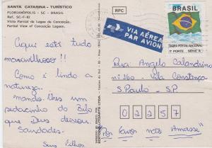 Cartão-postal enviado por Rosana para sua família, por ocasião de viagem a Florianópolis com os amigos da igreja.