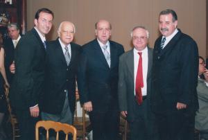 Aniversário da Sagasp no Buffet Franz, Av. Angélica. Da esquerda para direita: Luiz Galluzzi, Ítalo Tucci, Beto Nese, José Dias Almeida, Salvador Gonzales.