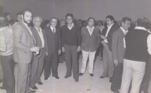 Angelo Pesce, ____, Euclides Carli, Júlio Caruso, Vito Labate. José Guglielme, Júlio Tucci. Festa de inauguração da empresa de Guglielmo, pessoas importantes.
