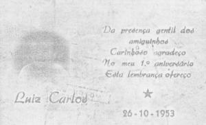 Convite do Primeiro Aniversário de Trassatte. A festa foi na casa dos pais no Bixiga na Rua Marquês Leão.