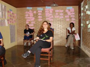 Fabiane durante a reunião de Staff Retreat.