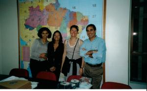 Andreza, Isabela, visitante e Eduardo.
AFS com o escritório na travessa da Aviador