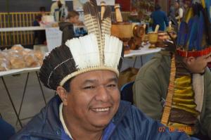Awá Nimboadjú durante intercâmbio cultural.