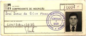 Comprovante de inscrição da seleção pública de estagiários para o BNDES. José Jorge foi o primeiro colocado no concurso de 1978 e ingressou no banco no primeiro dia de maio do mesmo ano.