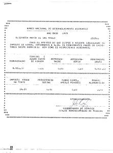Comprovante de rendimentos de Elizabeth no ano de 1973, quando era estagiária do BNDE.