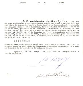 Decreto de nomeação Governador Suplente do FMI