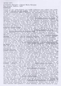 Carta anônima enviada à Archimedes relatando comicamente a viagem à pousada do Rio Quente realizada através do programa de integração Família ABC. Ele acredita ter sido escrita por Athayde Barata.