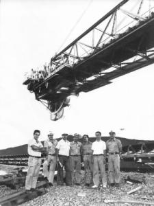 Start up da Usina de Pelotização da Nibrasco. Na foto: Oswaldo Barros, Luís Alexandre, José Jacques Coelho, José de Almeida Melo, Kitagawa e Osaga.