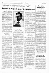 Matéria do Jornal Da Vale em 1984 quando já se falava em privatização apenas nos bastidores.