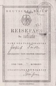 Passaporte de Jacob Feitler emitido em 1932, contém vários vistos: Suíça - 1934/1935/1936; Itália - 1937; Brasil 1937.
