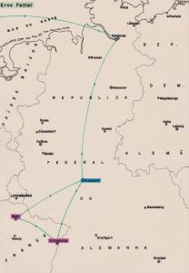 Mapa da trajetória de Erna Feitler
