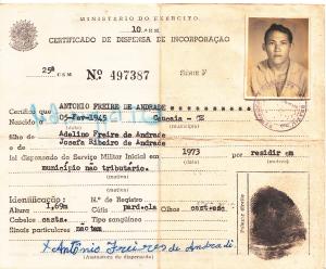 Documento de Reservista de Sr. Antônio.