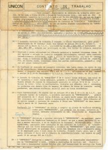 Primeiro contrato de trabalho do depoente