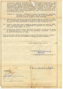 Primeiro contrato de trabalho do depoente