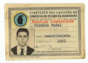 legenda: Carteira de Claudio Fadel, filiado ao Sindicato dos Lojistas do Comércio do Estado da Guanabara.