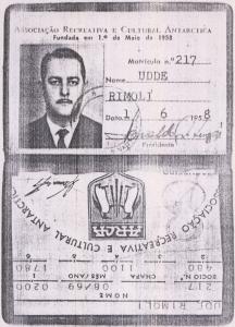 Carteirinha de identificação dos sócios da Associação Recreativa e Cultural Antarctica.