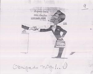 Um colega de trabalho de Udde Rimoli fez uma brincadeira com a história de seu terno, que foi queimado pelo ferro. Misturando fotos de revistas, o amigo fez uma montagem humorada sobre a saga do terno e sua restauração feita por Nego, irmão de Udde.