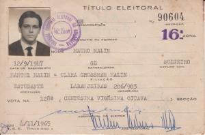 Título de Eleitor I<br>Brasil / Rio De Janeiro / Rio De Janeiro, 1965