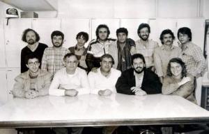 Equipe de fotógrafos da folha em que Márcia era a unica mulher, no departamento de fotografia.