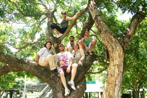 Equipe do projeto no Pantanal durante os 200 anos do Banco do Brasil. Nadia, Zazá, Gabriel, Márcia e Felipe.